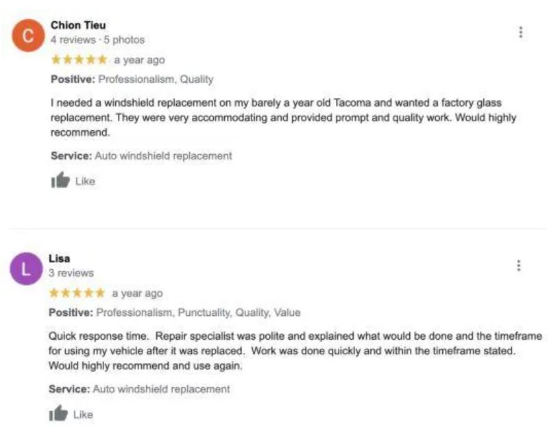 Elite Auto Glass customer reviews
